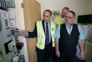 Trent & Dove Housing visit to a site in Burton upon Trent with Energy Minister Lord Bourne, pictured left.
